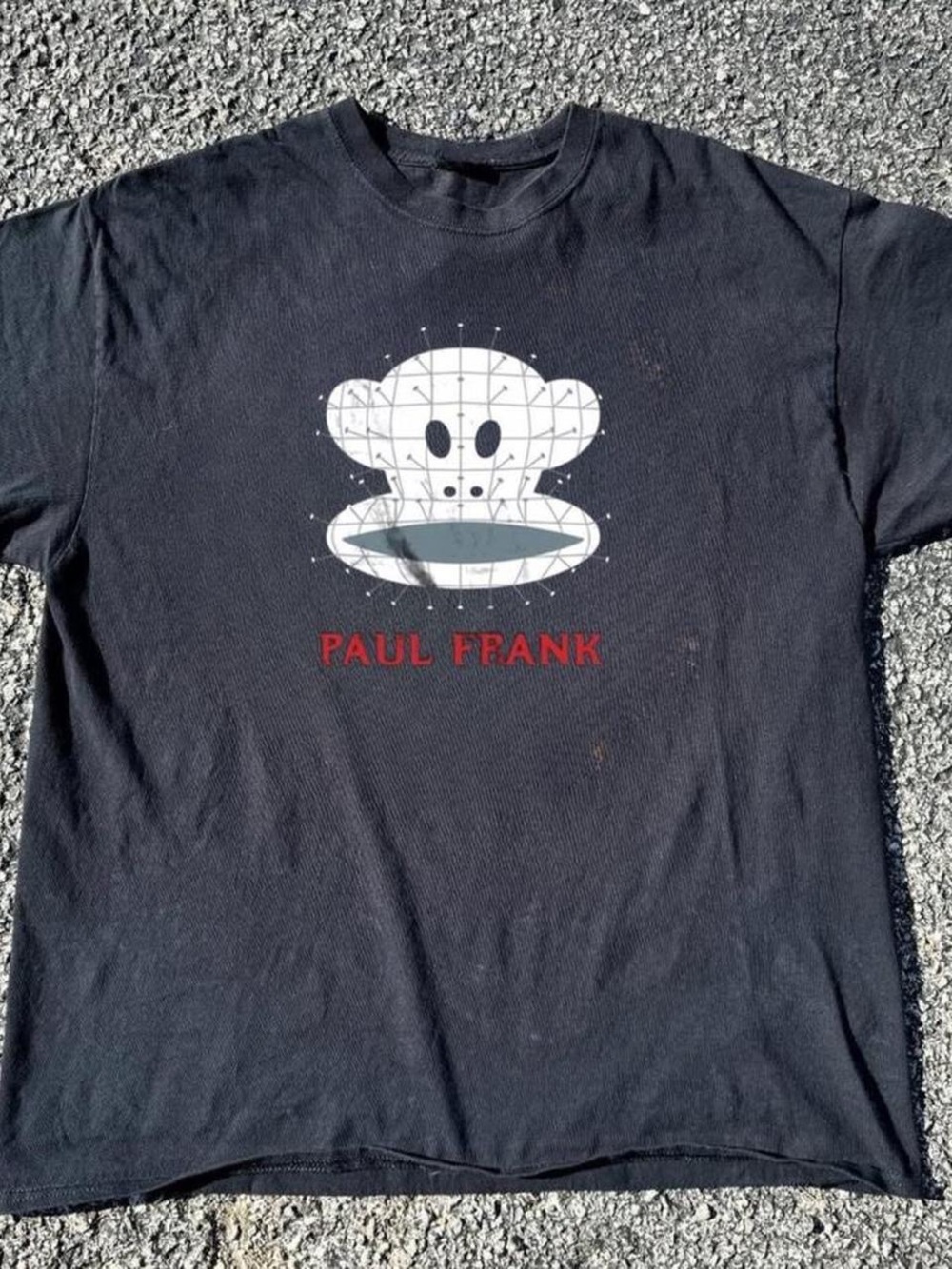 Gildan Black Paul Frank Graphic Tee with White Monkey and Red Logo